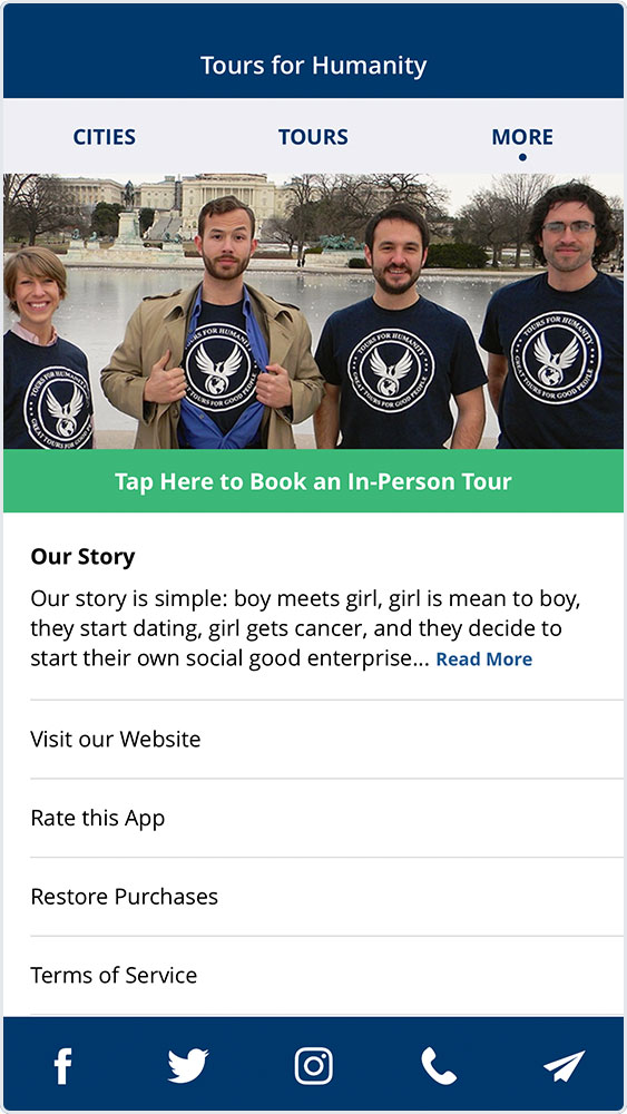 Book Tours & Support Tours For Humanity In-App